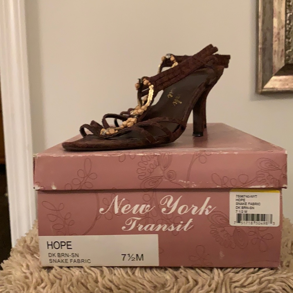 New York Transit straps heels, fabric sole